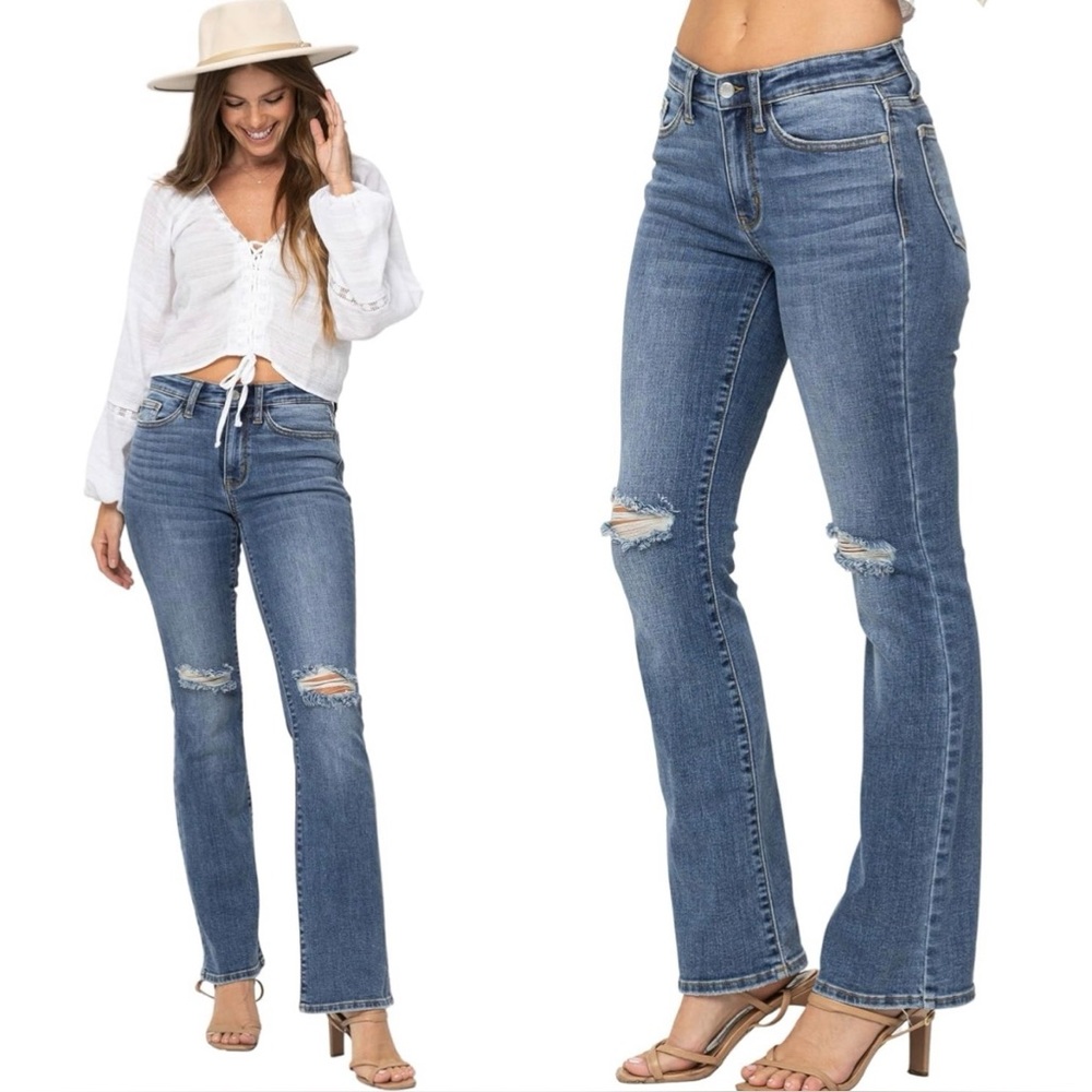 Judy blue Mid Rise Distressed Bootcut Jeans